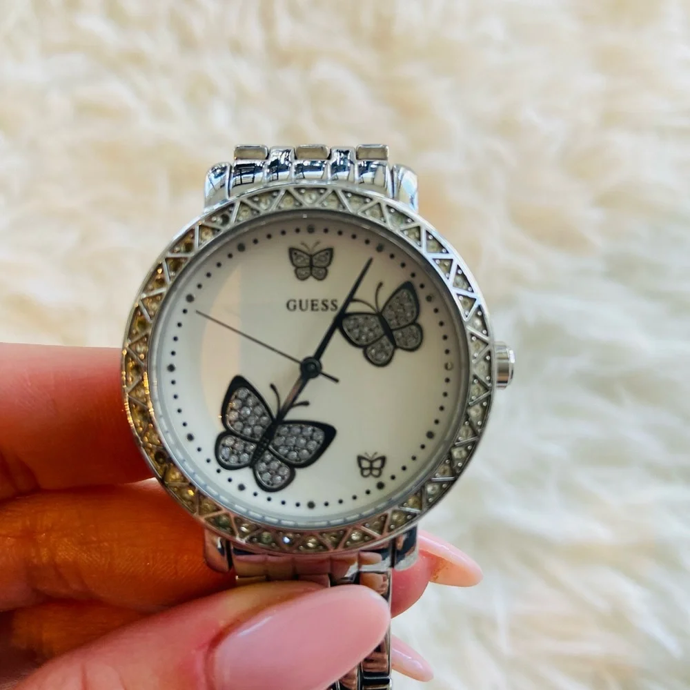 🤍 Stainless Steel Guess Butterfly Watch